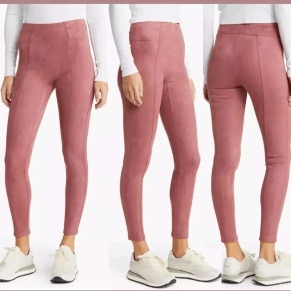 SPANX Faux Suede Leggings Tall Rich Rose Womens Size Small NWT